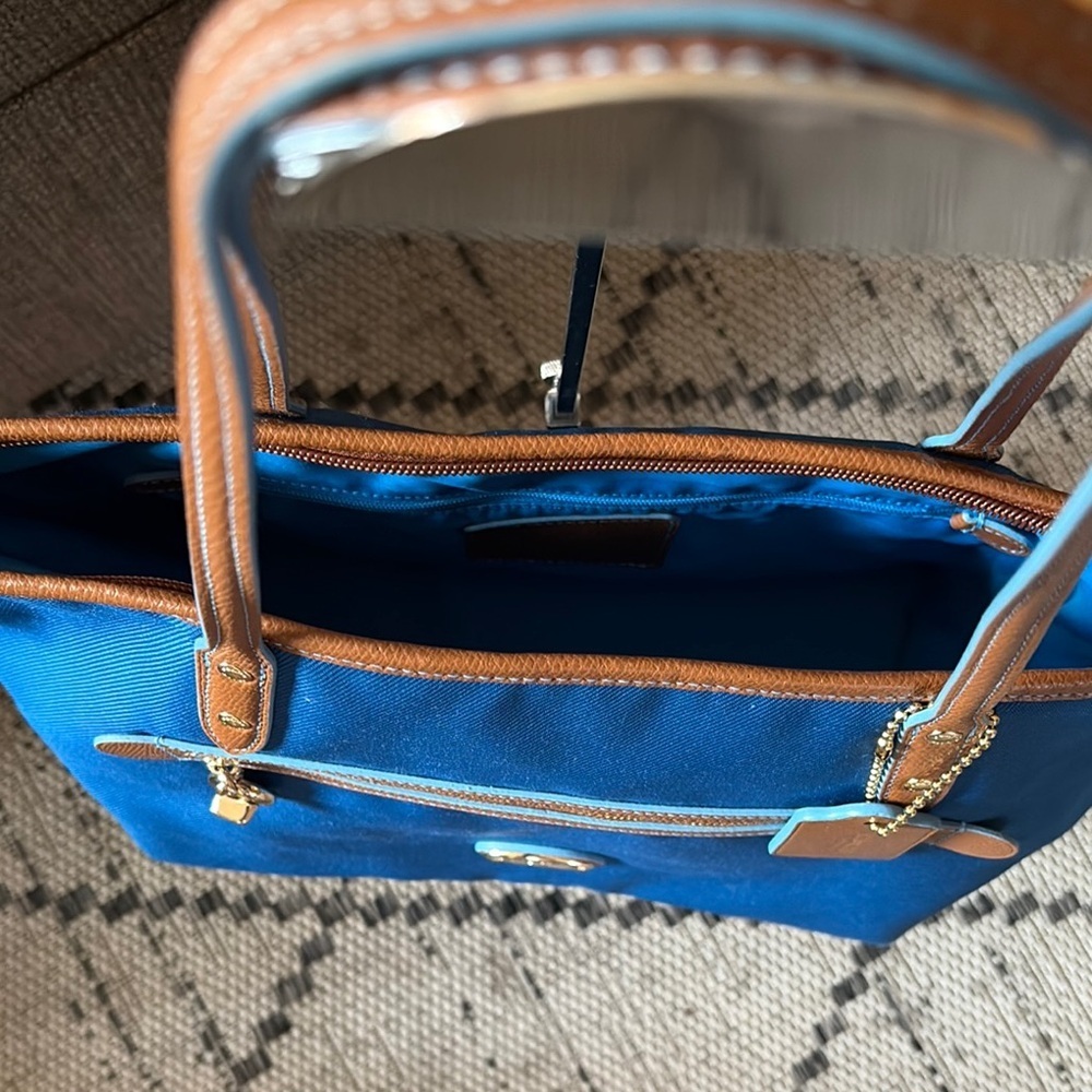 BNWOT Coach Sawyer Blue and Brown Women's Tote Bag Canvas and Leather - Picture 11 of 14